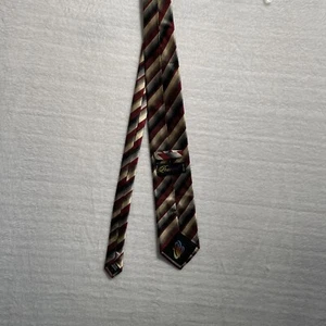 Peacock Pure Silk Tie Red Stripe Mens Classic - Picture 1 of 8