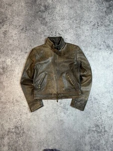 vintage 90s Leather jacket women Avant garde style casual Y2k 42 size - Picture 1 of 8