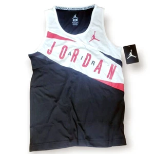 NWT Nike Air Jordan Angled Boys/Youth Tank Top T-Shirt Black/White/Red - Picture 1 of 4