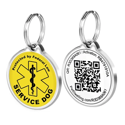Pet Dwelling QR Code Service Dog ID Tag - Free Online Profile - Instant Alerts - Image 1 of 4