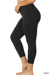 1XL 2XL 3XL Cotton Capri Leggings Soft Stretch Elastic Waist Yoga Light Workout - Picture 1 of 25