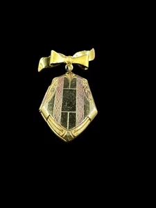 Vintage Sterling gold filled bow locket pin, vintage locket - Picture 1 of 8