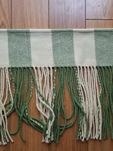 Vintage RARE Burberry Cream/Green Fringe Scotland Women's Neck Shawl Wrap Scarf - Picture 1 of 19