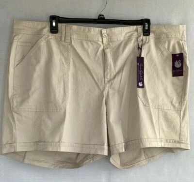 Gloria Vanderbilt 实用短裤女式 24W 码补丁 Pkt 米色瘦身铐 — 第 1/4 张图片