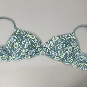Victoria’s Secret Bra Dream Angels Padded No Wire Floral Lace Green 36B - Picture 1 of 12