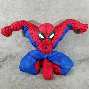 Vintage 2002 Marvel Peluche Cuscino Spiderman in posa nylon imbottito 22" - Foto 1 di 9
