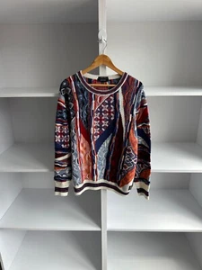 Maglione maglia patchwork multicolore vintage Carlo Colucci by Mark Seven taglia L - Foto 1 di 14