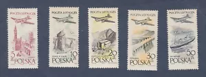 Poland 1958 MNH Mi 1080-1084 Airmail stamps MNH - Picture 1 of 1