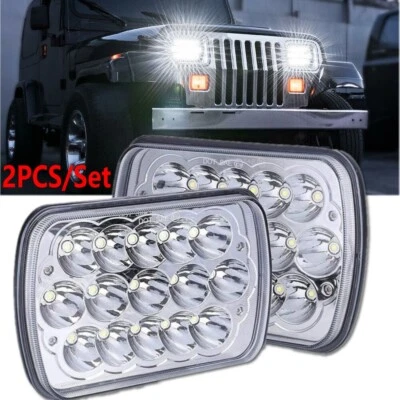 Pair For Jeep Cherokee XJ 1984-2001 5x7 7x6" LED Headlights Sealed High/Low Beam - Image 1 of 4