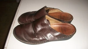FINN COMFORT DK BROWN LEATHER AMALFI-S SLIP ON MULES UNISEX 42 MEN 9 WOMEN 11 - Picture 1 of 8