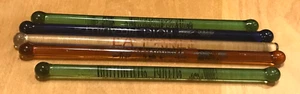 5 agitadores de vidrio azul verde Swizzle Sticks hoteles Hamilton LaPree Piccadilly + - Imagen 1 de 7