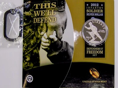 2012-W Infantry Soldier Silver Proof w/ Dog Tags Defenders of Freedom Set CS - Image 1 of 2