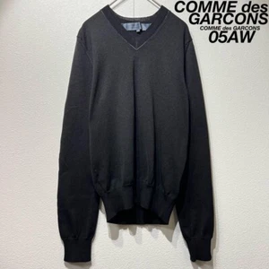 COMME des GARCONS Wool V-Neck Designer Knit Sweater 05AW Black - Picture 1 of 9