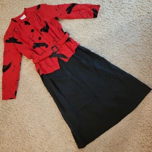 Vintage Hal Hardin Paint Brush Stroke Design Button Shirt Dress Red Black Large - Picture 1 of 11