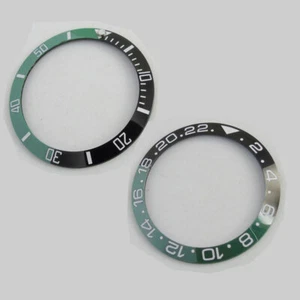 38mm Keramik Lünetteneinsatz schräg Uhrenring passend 40mm Herrenuhr schwarz-grün - Bild 1 von 3
