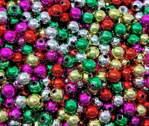 350 pcs Assorted Metallic Large Plastic Pearls 8mm Round Christmas Craft Beads - Picture 1 of 24
