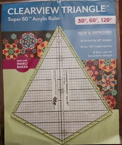 C&T PUBLISHING Notions Ruler Clearview Triangle 30, 60, 120 Degree Super 60 - Picture 1 of 2