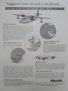 10/1946 PUB SHORT BROTHERS SEALAND AMPHIBISCHE AMPHIBIE WASSERFLUGZEUG ORIGINAL ANZEIGE - Bild 1 von 2
