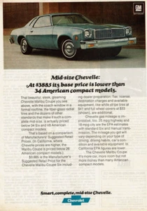 Anuncio impreso vintage Chevrolet Chevelle 1977 tamaño mediano a 3885 USD es precio base más bajo - Imagen 1 de 2