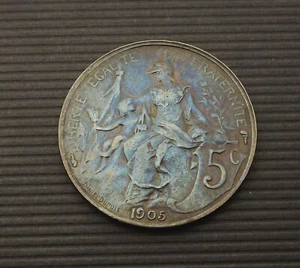 France 1905 5 Centimes Key Date Scarce VF+ C|5842 - Picture 1 of 2