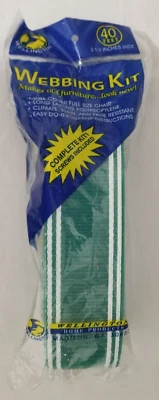 Vintage Lawn Chair Webbing Kit Green & White 40 Ft  2 1/4 “ Wide  w/ Screws, New - Image 1 of 3