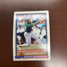 RICKEY HENDERSON 1991 Bowman Baseball Card #213 NEAR MINT FREE SHIPPING