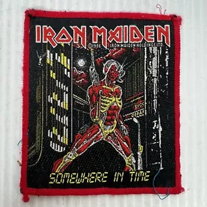 Vintage Iron Maiden Somehwere in Time Red Border Embroidered Patch - Picture 1 of 1