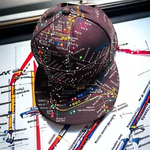 MTA NYC Subway Line XXXL fitted all print map hat cap NYC transportation w TAGS - Picture 1 of 11