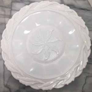 Imperial Glass Star Holly Milk Glass Cake Dinner Plate 10.75" MCM - Picture 1 of 5