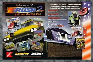 Rush 2 Extreme Racing USA Gewinnspiel Mitte 1999 Vintage 2-seitiger Druck Werbung Kunst - Bild 1 von 1