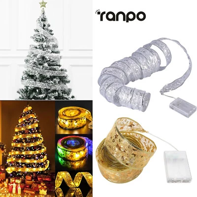 Led Ribbon Fairy Lights 50 100leds Bows Navidad For christmas Party Xmas Lamp - Image 1 of 4