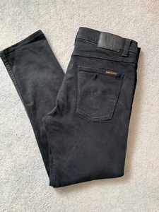 Nudie Jeans Steady Eddie II Black Denim Mens Size 34x30 Button Fly, Tapered C8 - Picture 1 of 24