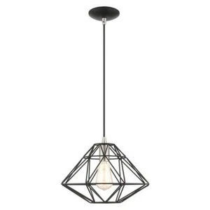 Livex Lighting Pendant 1-Light Dimmable Contemporary Metal Geometric Black - Picture 1 of 10