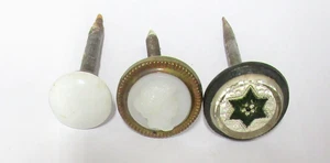 Menge 3 antike viktorianische Gardinen Raffnägel - STERNEINLAGE - KAMEE - UNI - Bild 1 von 5