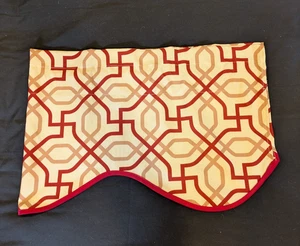 Geometrischer Retro Fenster Volant rot hellbraun Formen Linien auf beige gewellt 18x54 - Bild 1 von 6