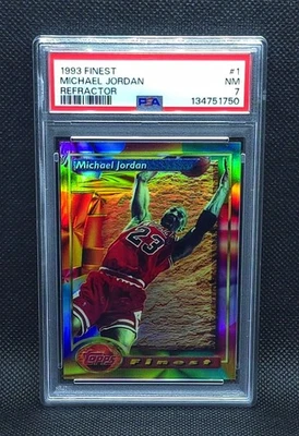 1993-94 Topps Finest MICHAEL JORDAN REFRACTOR PSA 7 Bulls HOF #1 - Изображение 1 из 2