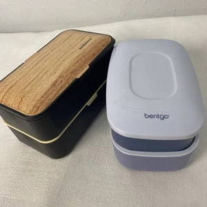 Bento Heaven Bentgo Lot Leak Proof Lunch Boxes Lot Blue Brown - Picture 1 of 5