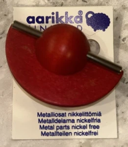 VTG Aarikka Finland Red Wooden and Silver Toned Brooch 2” - Picture 1 of 4