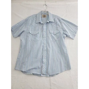 Vintage Elderado Western Mens Pearl Snap Shirt XL 17.5in Blue Short Sleeve - Picture 1 of 8