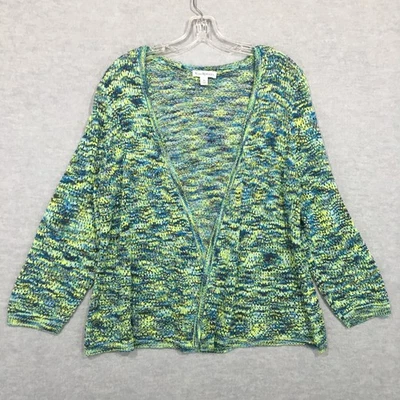 Cárdigan Kim Rogers M Verde Red Abierta Moteado Azul Lima Colorido Manga Larga Usado en Excelente Condición Foto 1 de 4