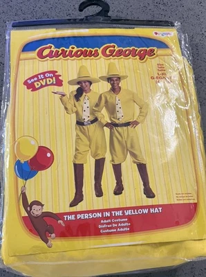 Persona en el Sombrero Amarillo Curioso George Hombre Vestido Elegante Halloween Adulto Disfraz Foto 1 de 4