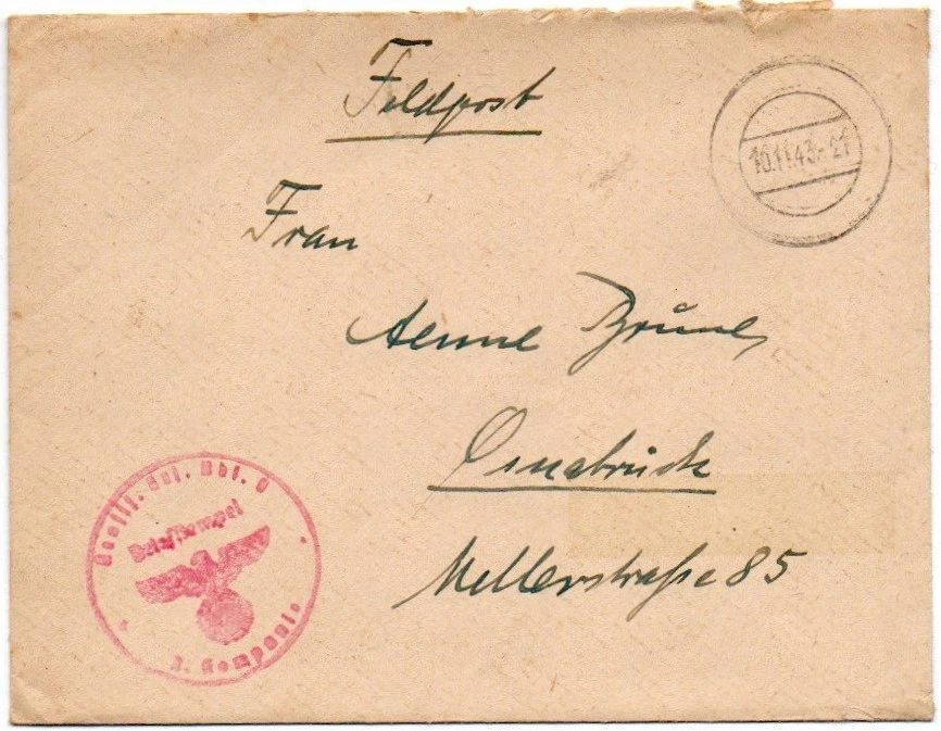 Feldpost WK II - mit stummen Feldpoststempel KREFELD nach Osnabrück #B398 - Bild 1 von 2