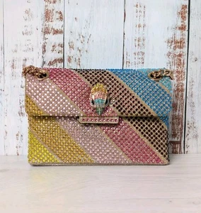 Kurt Geiger Mini Kensington Gold Crystal Crossbody Bag - Brand New - Picture 1 of 11