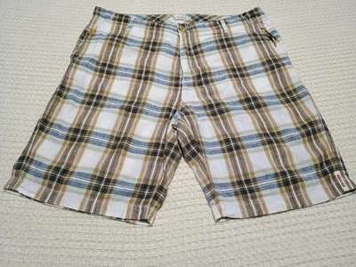Pantalones Cortos Para Hombre Tommy Bahama Relax Cuadros Frente Plano Lino 36/10' Entrepierna Grandes  Foto 1 de 4