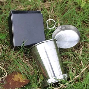 Edelstahl Faltbecher Outdoor Reise Camping Tragbar Faltbar Tasse - Bild 1 von 36