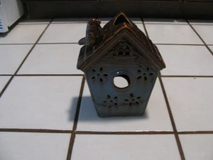 Brown Ceramic Bird House 8" Tall - Picture 1 of 4