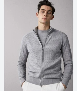Massimo Ditto Men’s Sz M Cable Knit Cotton Cardigan Full Zip - Bild 1 von 10