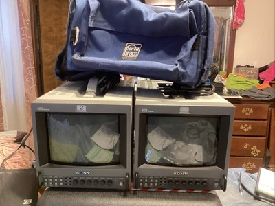 (2) Sony Trinitron RGB Color Video Monitors PVM-8045Q With Porta Brace  Case - Image 1 of 4
