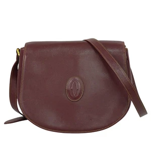 Cartier Must Leather Shoulder Crossbody Bag Bordeaux Gold - Picture 1 of 15