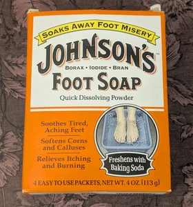 Johnson's Foot Soap Powder - 1 scatola / contiene 4 confezioni - Dissolving Soak USA - Foto 1 di 9